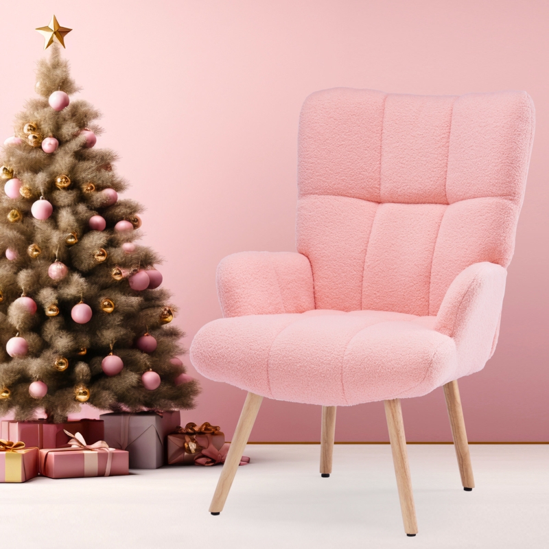 Jaise Sherpa Upholstered Accent Chair with Teddy Fabric for Living Room