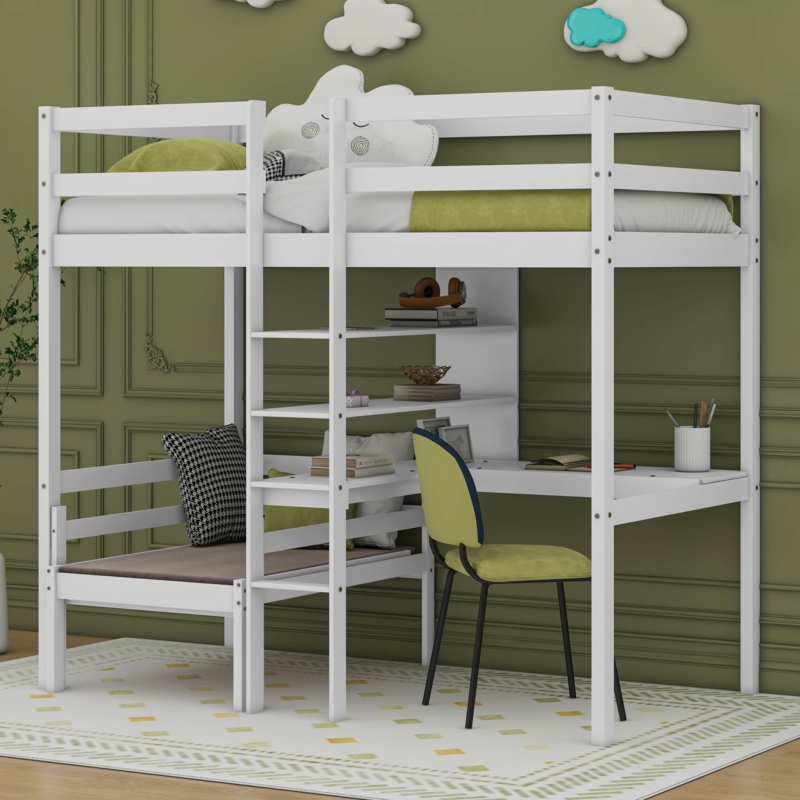 Jakhia Convertible Loft Bed with L-Shape Desk