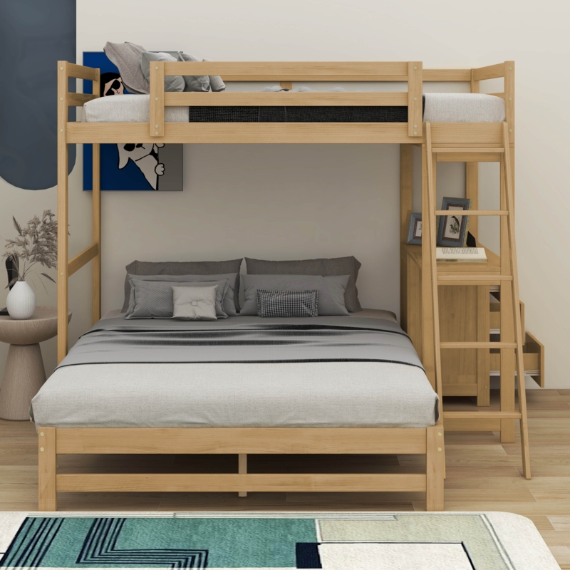 Jamarrio Twin over Full Bunk Bed with Built-in Desk and Three Drawers