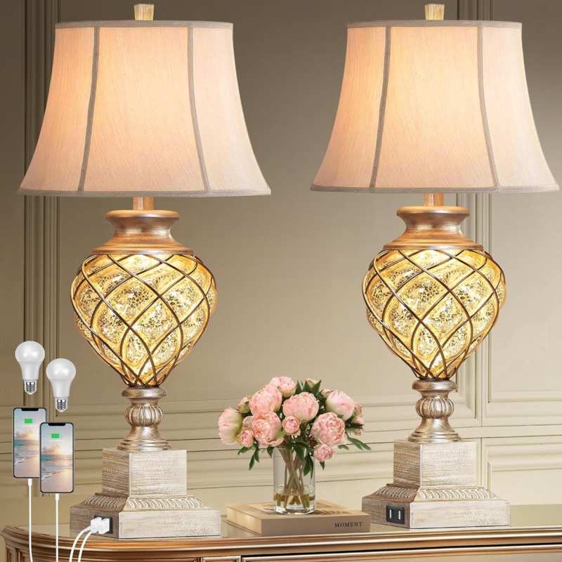 Jansel 29 Modern Silver Mercury Glass Table Lamp