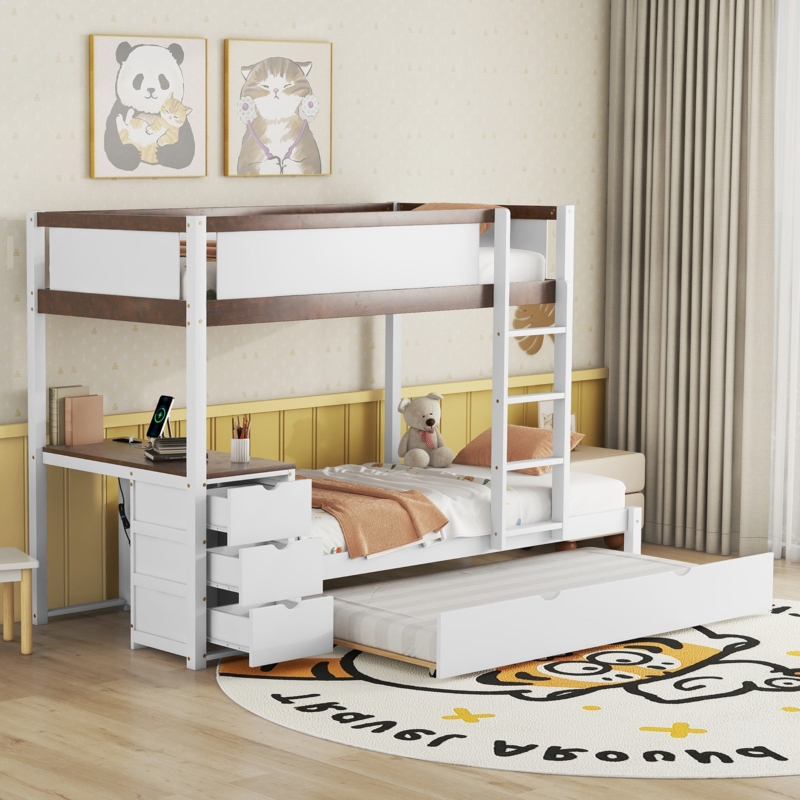 Jarodd Kids Bunk Bed with Trundle with Drawers