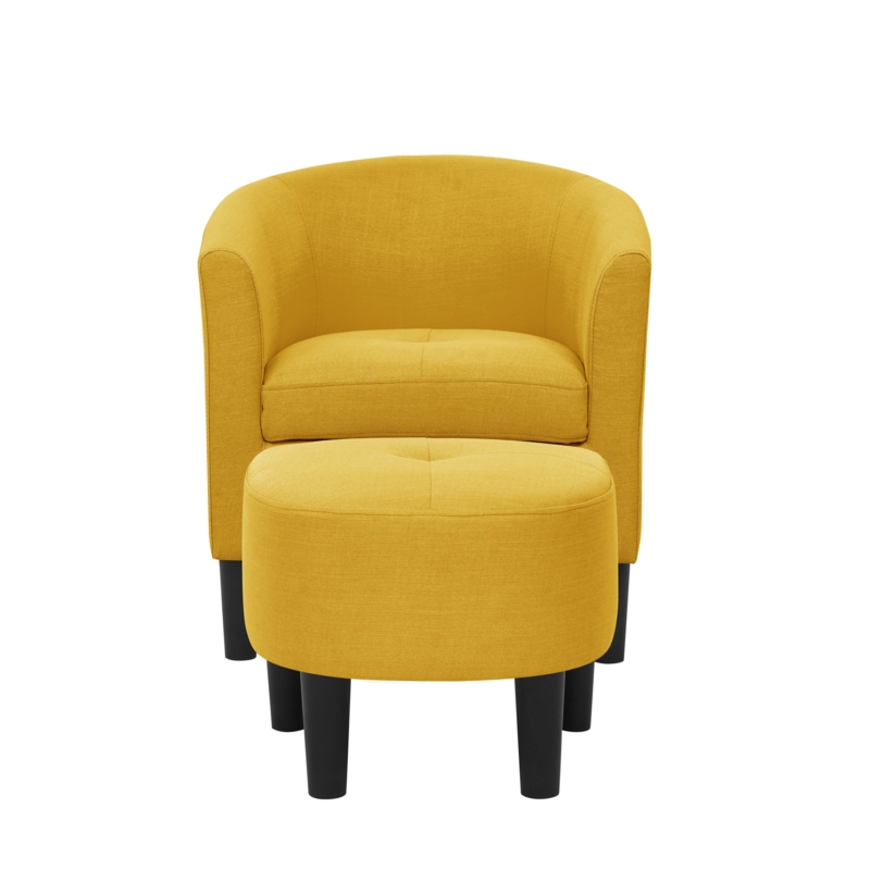 Jazouli Upholstered Barrel Chair with Ottoman