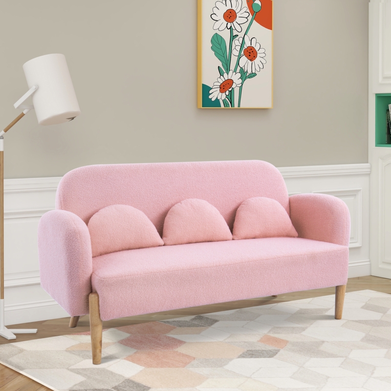 Jeanifer 59.1 Inches Wide Teddy Fleece Small Cute Upholstered Sofa