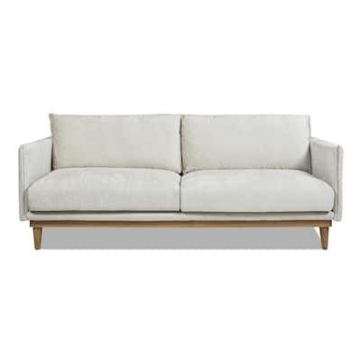 Jennifer Taylor 83 in. Flange Arm Oak Wood Living Room Gray Sofa Couch, Marled Gray