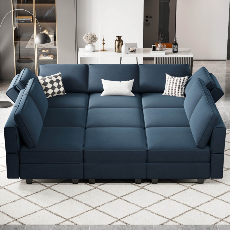 Jersi 9 - Piece Velvet Reclining Sectional
