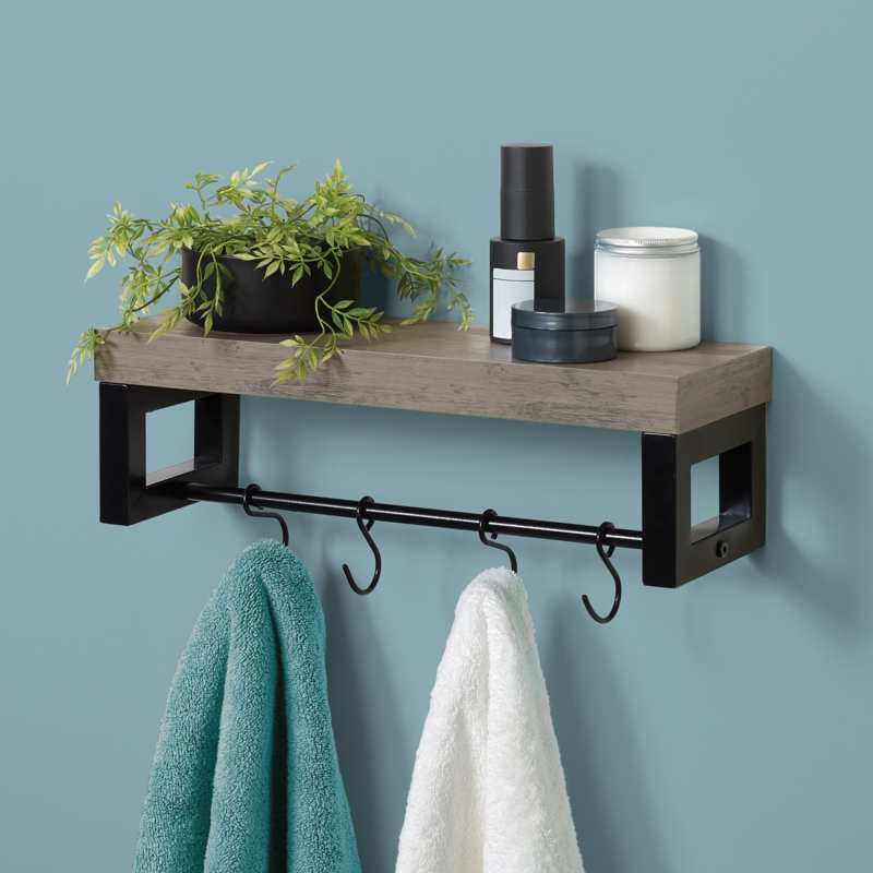 Jewlian Accent Shelf with Towel Bar