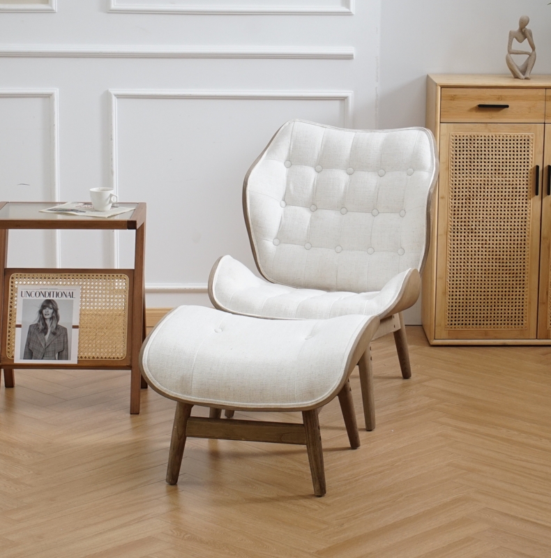 Jeyshan Vegan Leather Tufted Lounge Chair and Ottoman