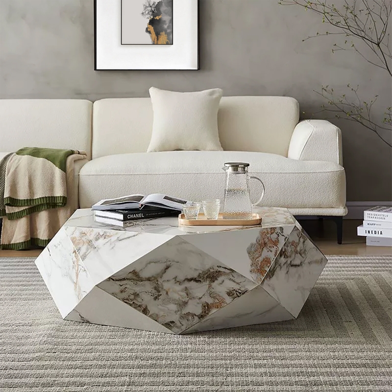 Joaly Modern White Marble Coffee Table