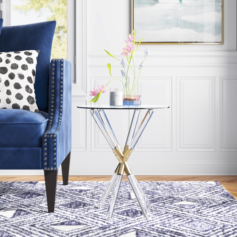 Jonah Glass Top Pedestal End Table
