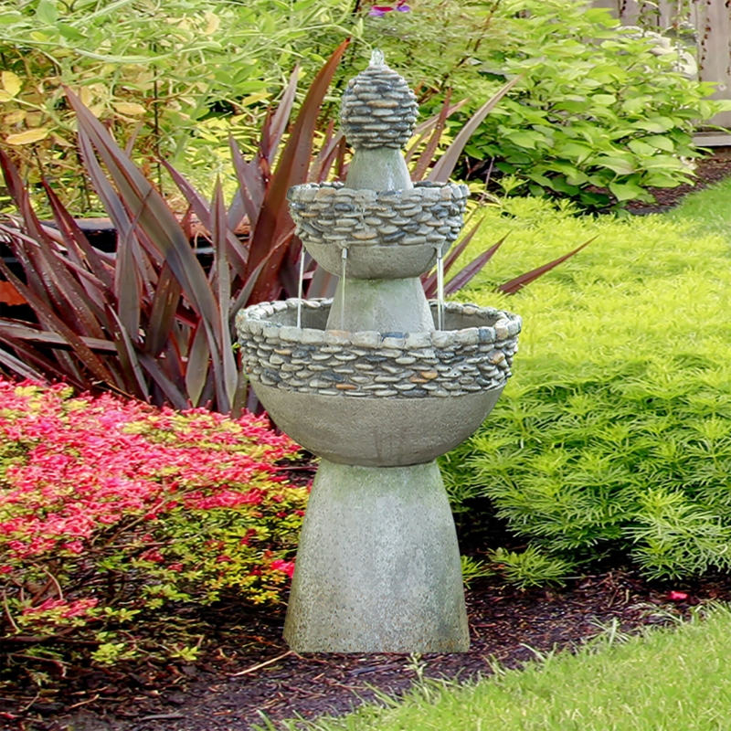 Jonna Teamson Home 36.5" Outdoor 3-Tier Pedestal Water Fountain