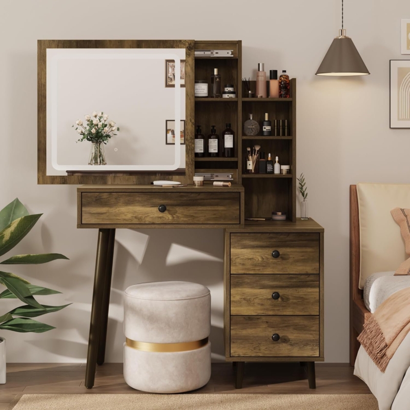 Julisa Vanity Desk with Led Mirror