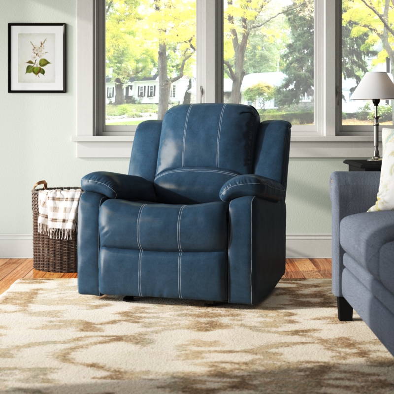 Kahler 37.75" Wide Faux Leather Manual Glider Rocker Recliner