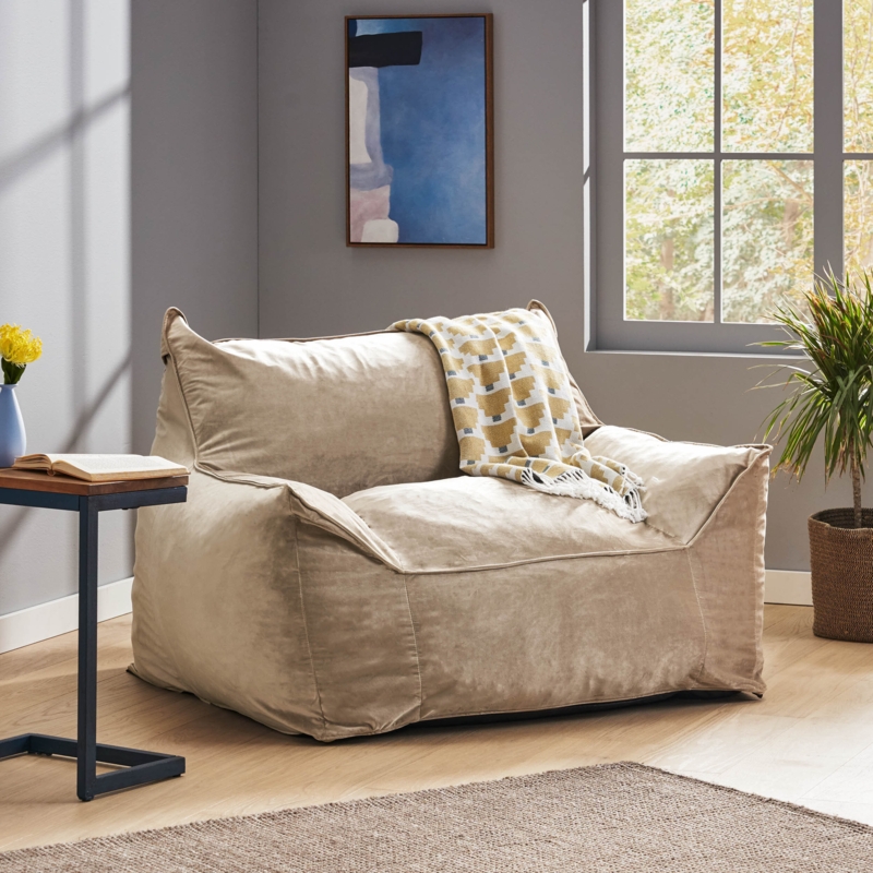 Karns Velvet Bean Bag Chair & Lounger
