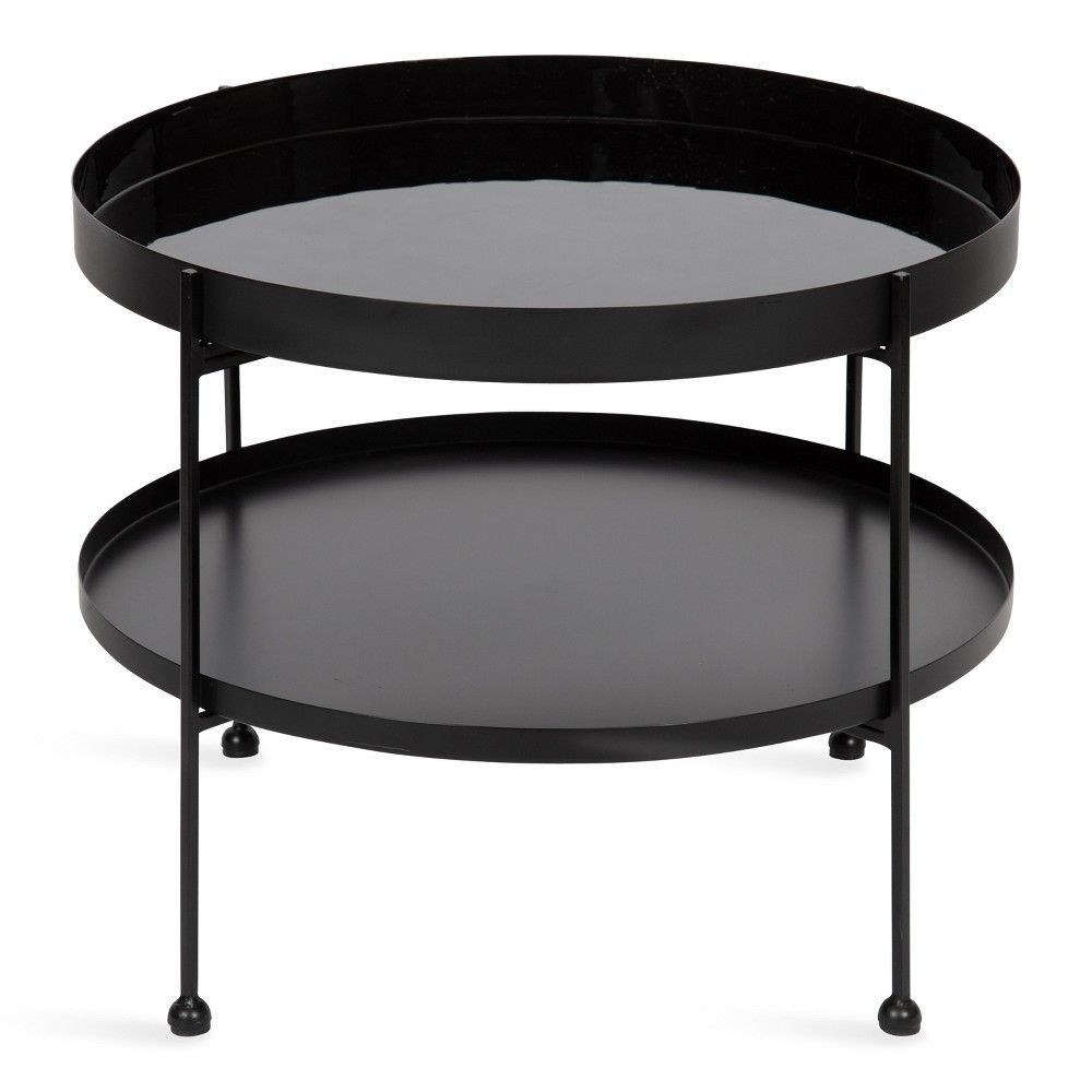 Kate and Laurel Nira Round Metal Coffee Table, 26" Diameter, Black