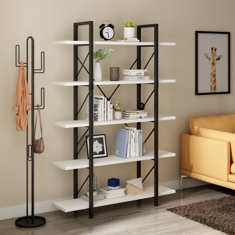 Kazys 71"H x 47"W Wood Etagere Bookcase