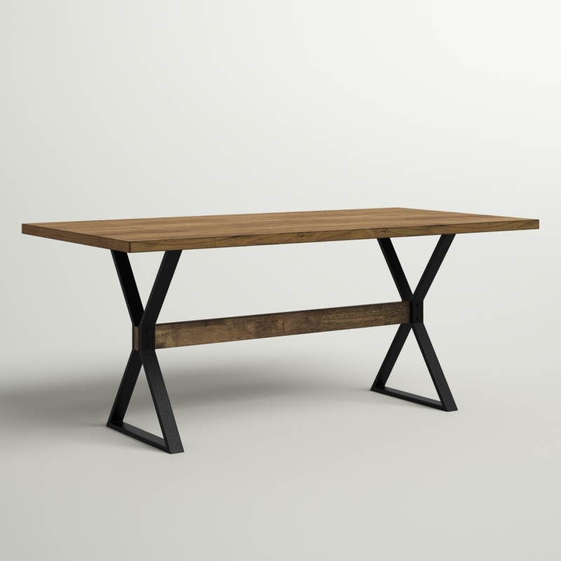 Keeling Solid Wood Top Metal Base Dining Table