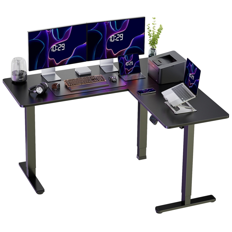 Kokontis 63" L Shaped Electric Standing Desk Height Adjustable Sit Stand up Corner Desk with Dual Motor