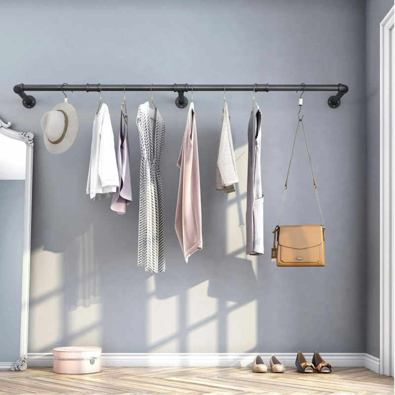 Kusilvak 70.8'' Metal Wall Mounted Clothes Rack