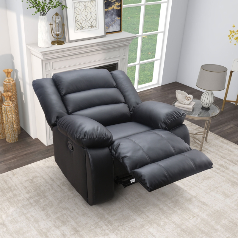 Lamyiah 40.2'' Wide Soft Vegan Leather Manual Recliner with Hidden Cup Holders