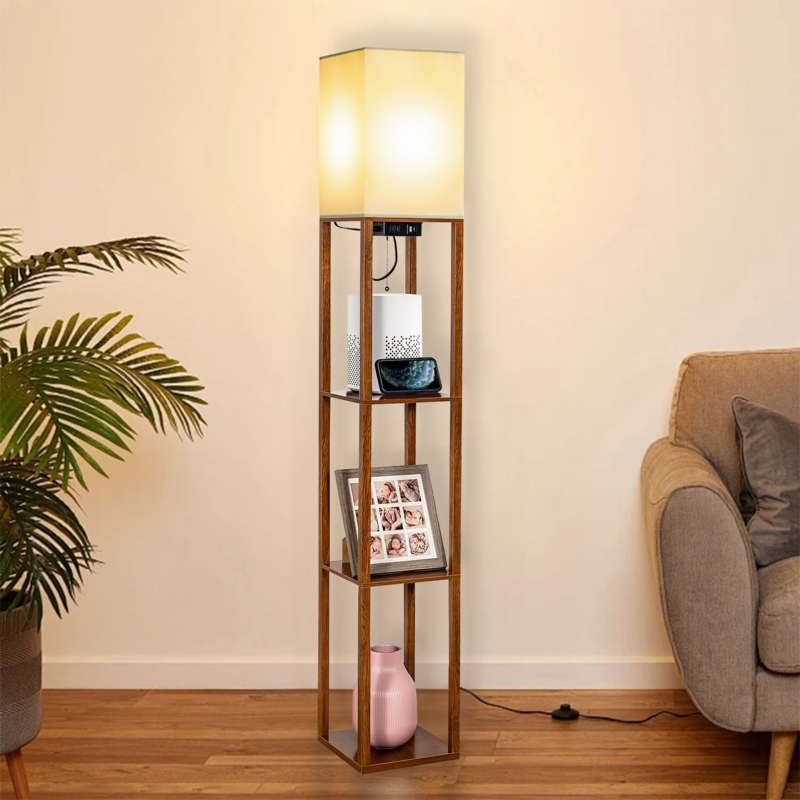 Lanell Column Floor Lamp with USB and Outlet