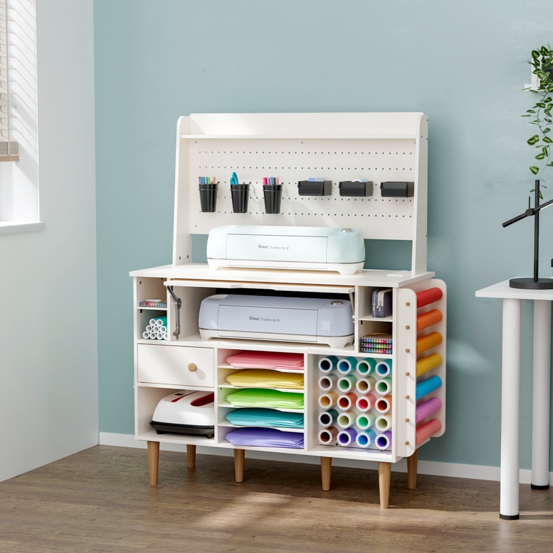 Large Craft Cabinet Table Craft Room Furniture with Outlet