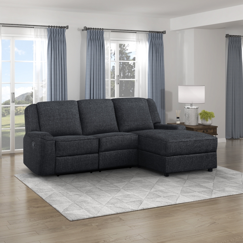 Lashanda 89.5"W Chenille Pull Tab Reclining Sectional Sofa Chaise