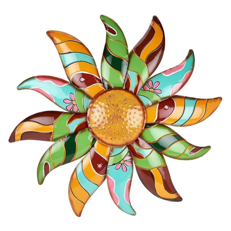 Laureano Metal Talavera Style Sun Shaped Indoor/Outdoor Wall Decor