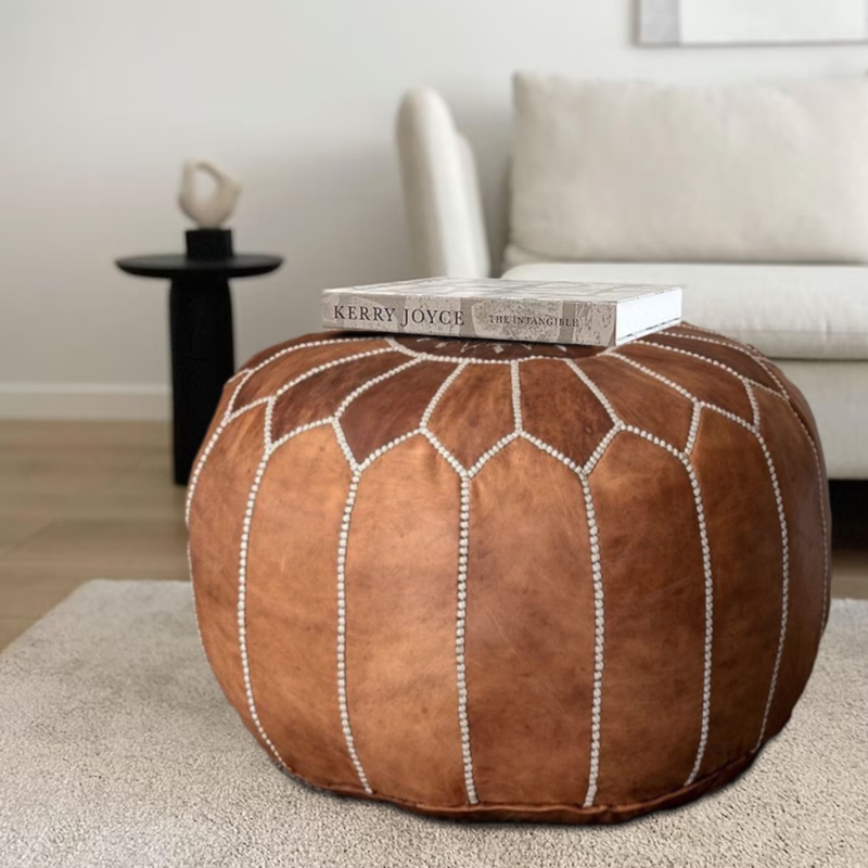 Leather Pouf