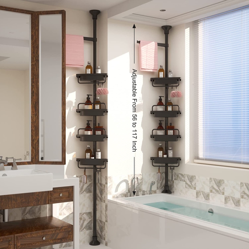 Leylah Tension Pole Stainless Steel Shower Shelf