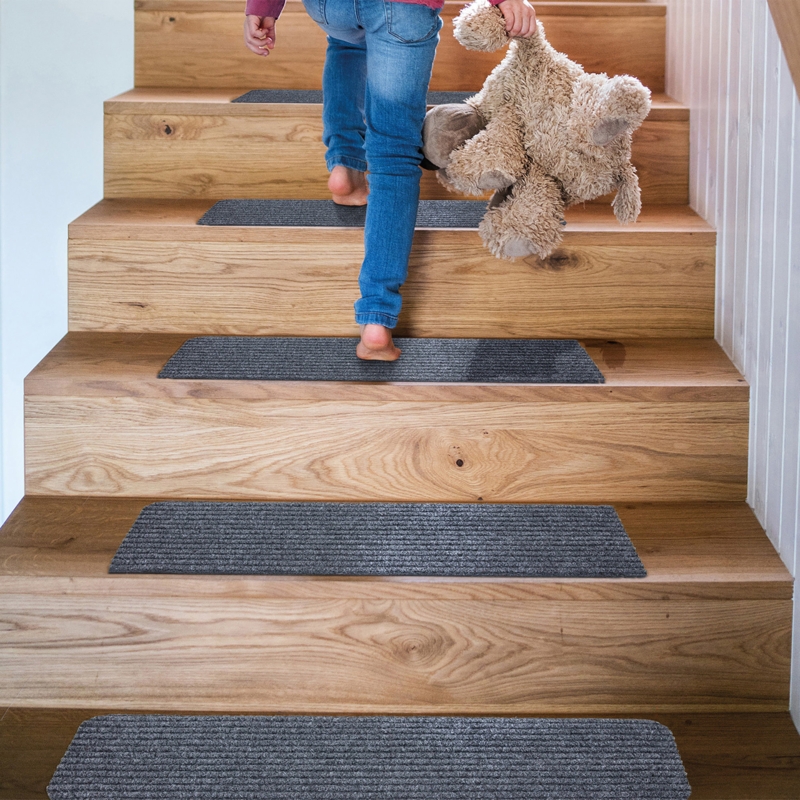 Lifesaver Washable Non-Slip Rubberback Ribbed Design Indoor/Outdoor Stair Treads