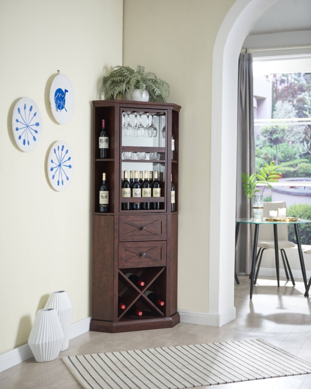 Lowenstein Rotating Lazy Susan Spinning Wine Bar Cabinet