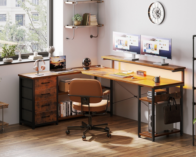 Lymon 61.02'' W Height Adjustable L-Shaped Computer Desk