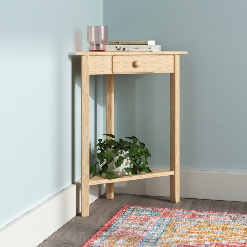 Lynn Solid Wood Top Three Leg End Table with Storage