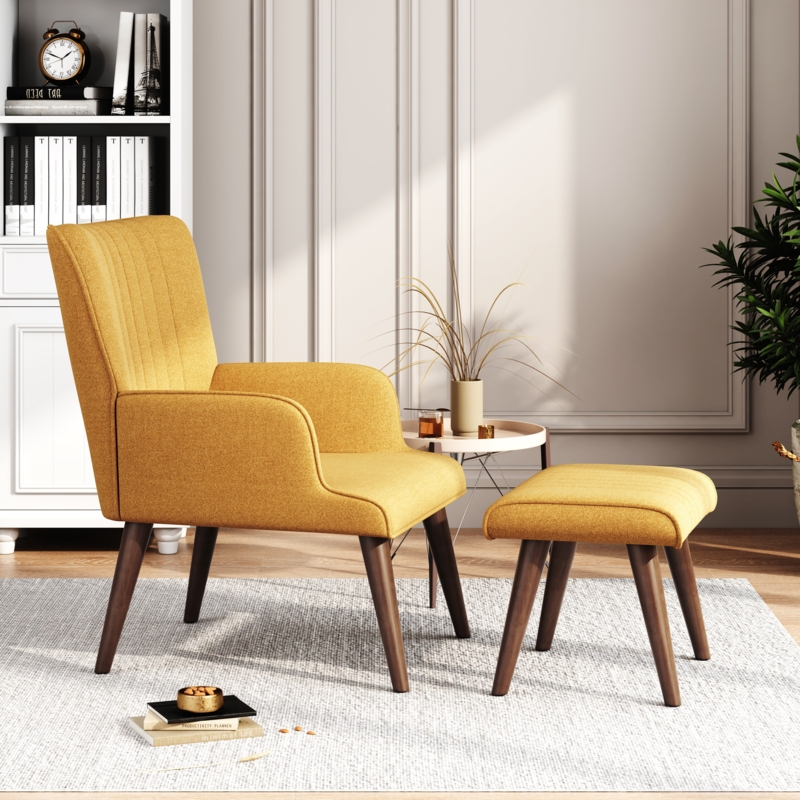Marc Upholstered Accent Chair with Ottoman