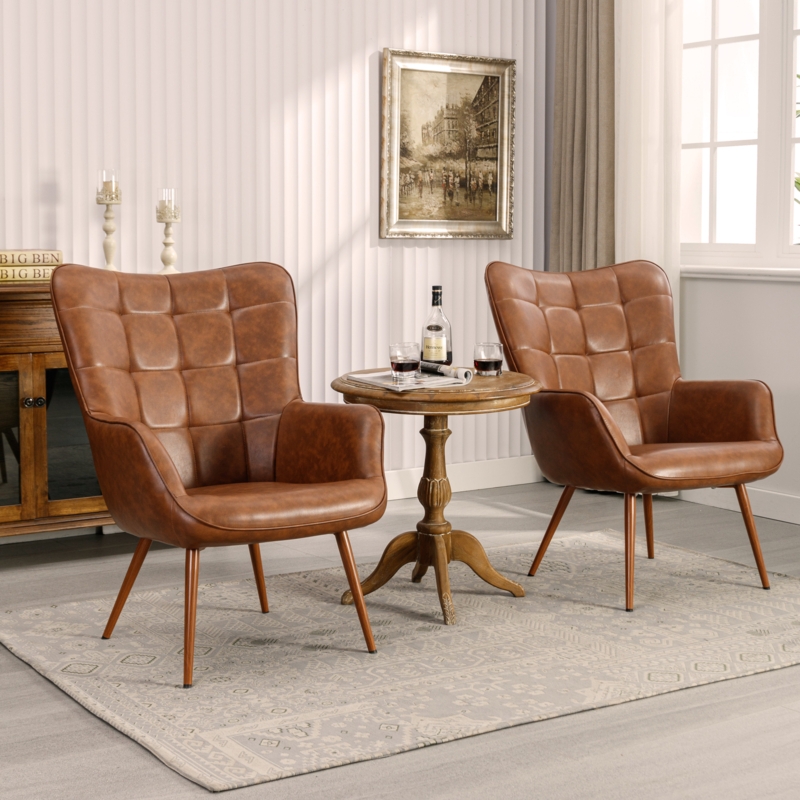 Marretta Faux Leather Wingback Chair