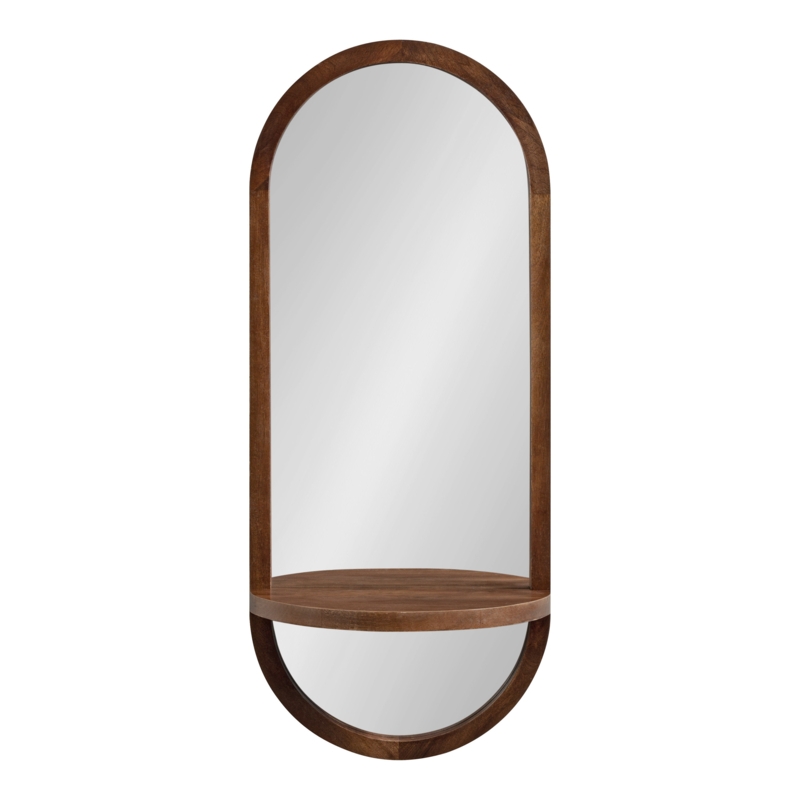 Meliora Wood Framed Capsule Mirror with Shelf