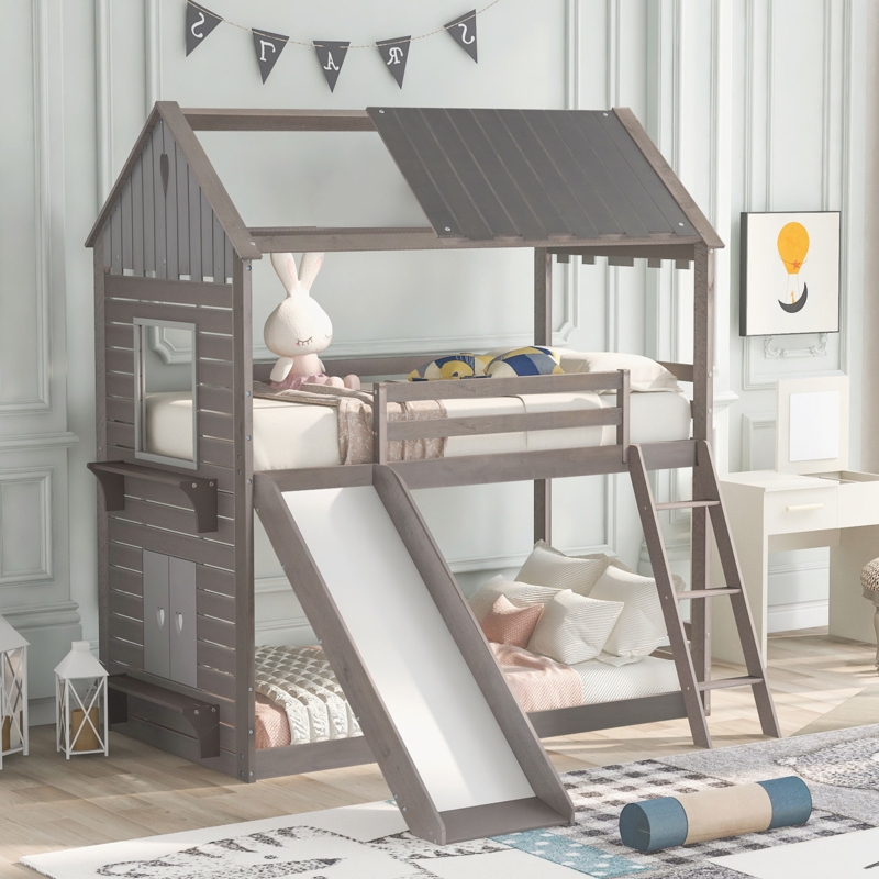 Menoken Kids Twin Over Twin Bunk Bed