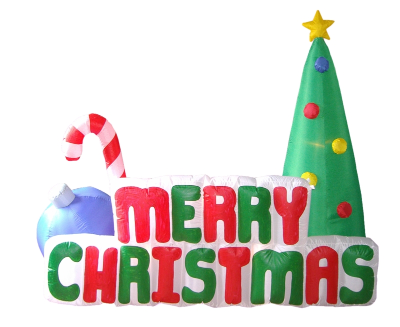 Merry Christmas with Candy Cane Ornaments Tree Inflatable