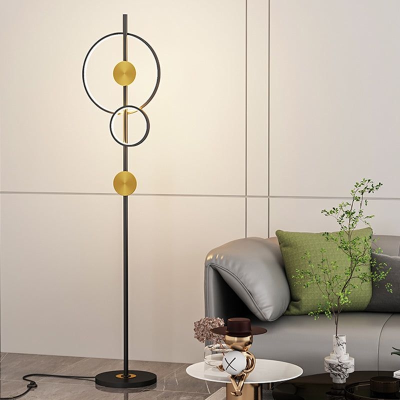 Metal Funnel Shape Floor Lamp Modern Style 2 Lights Floor Lamp Fixture in Black - White Light