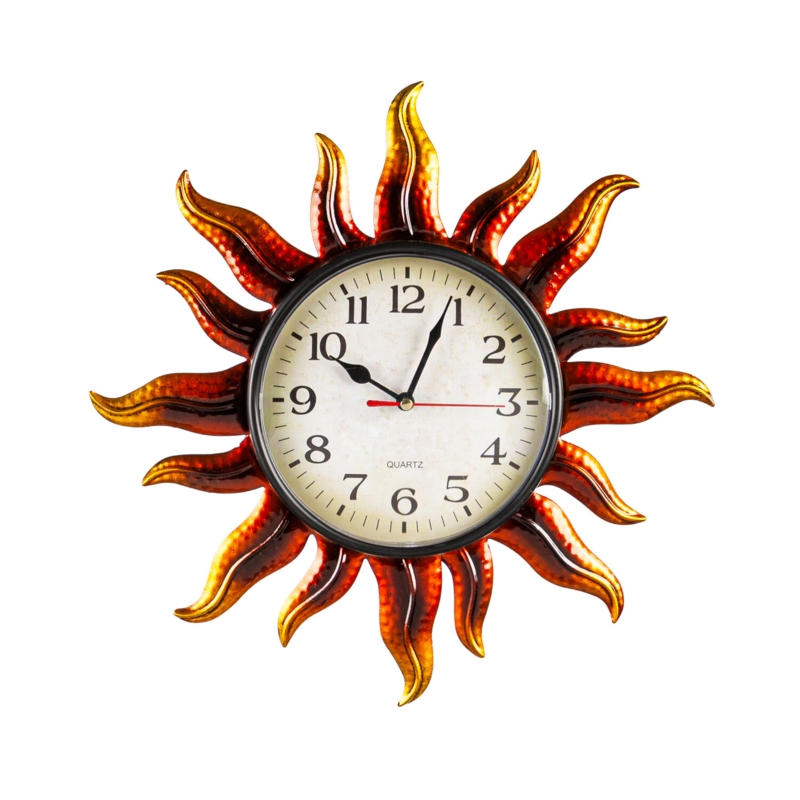 Metal Outdoor Sun Shaped Wall Clock
