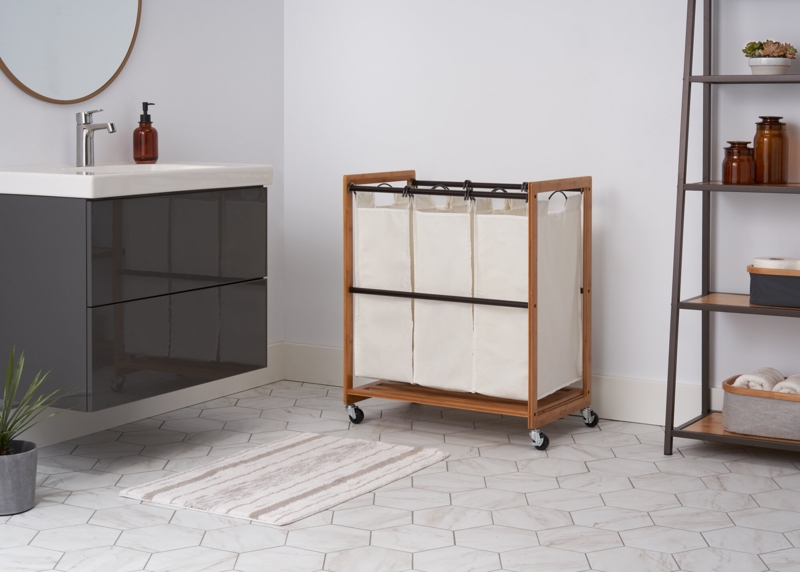 Metal Rolling Laundry Sorter with Handles