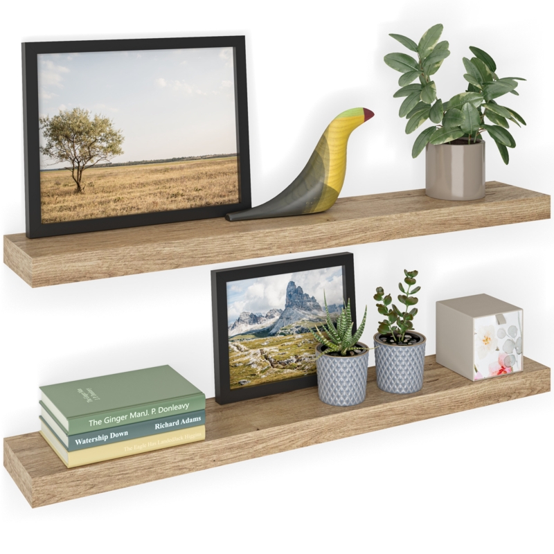 Miami 24" W x 8" D Floating Shelves Set with Invisible Wall Mount Brackets