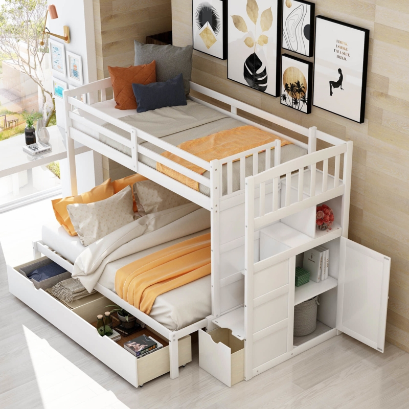 Mikkel Kids Twin Over Full Bunk Bed with Drawers