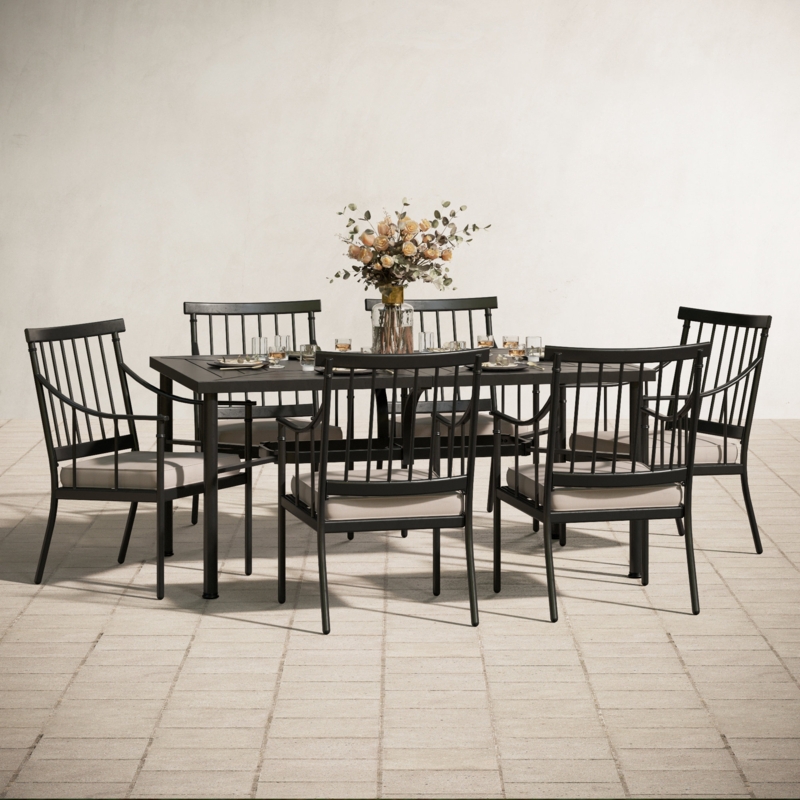 Milnor 6 - Person Rectangular Outdoor Dining Set with Cushions