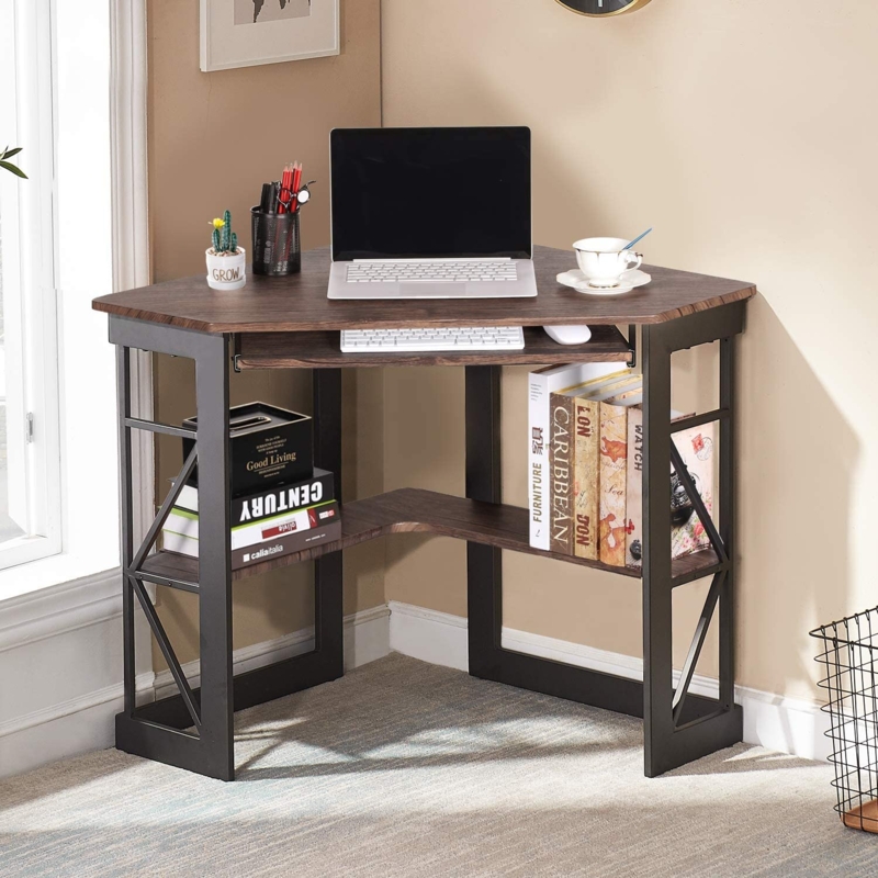 Minatare Corner Metal Base Computer Desk