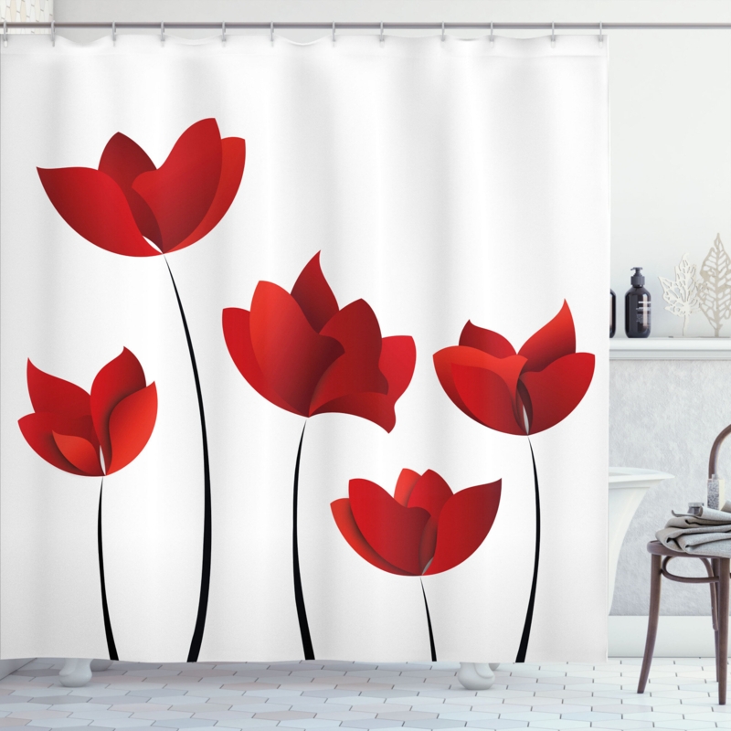 Mixed Shower Curtain with Hooks Included