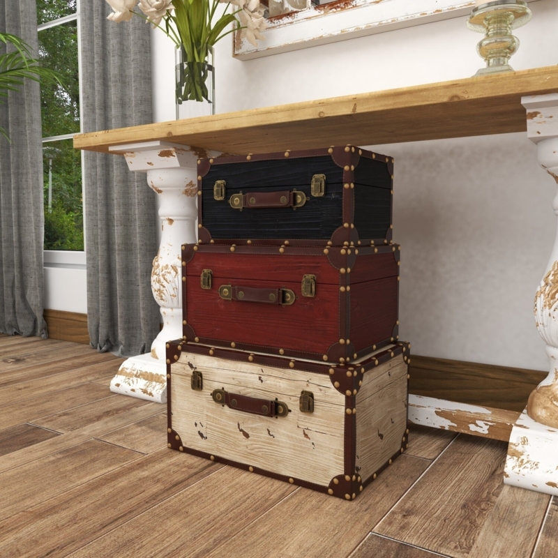 Multi Colored Wood Nesting Trunk 3 - Pieces