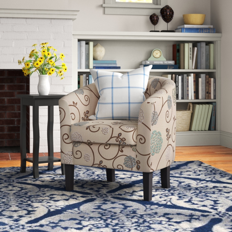 Munson 26.77" Wide Linen Upholstered Barrel Chair