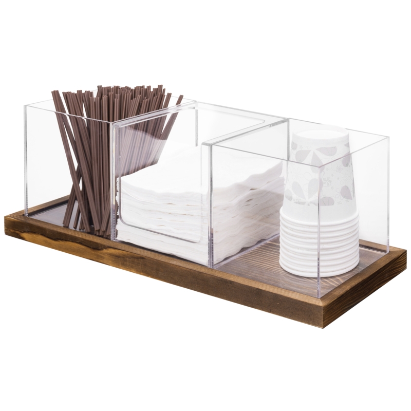 MyGift 3 Slot Coffee Bar Accessories Storage Holder