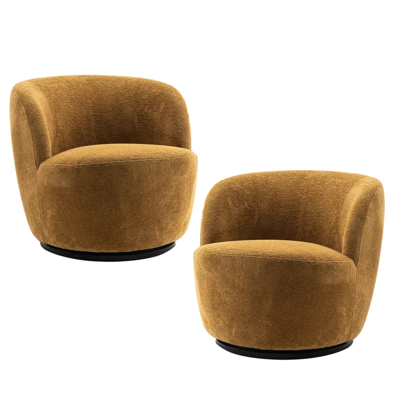 Nen Upholstered Swivel Accent Chairs, Boucle Swivel Barrel Chair, Accent Arm Chairs for Small Space